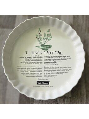 Watkins 10 Inch Ceramic Turkey Pot Pie Recipe Pie Dish Bakeware Baking Pan